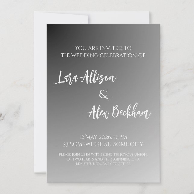 Elegant Black And White Wedding Invitation 2.0 Einladung (Vorderseite)