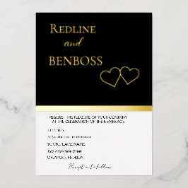 Elegant Black and white Wedding Invitation Gold Folieneinladung