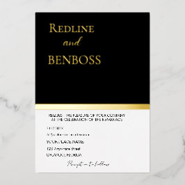 Elegant Black and white Wedding Invitation Gold Folieneinladung