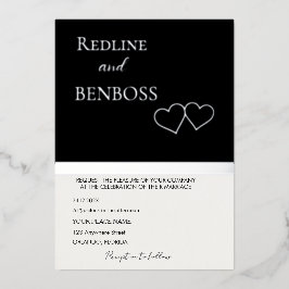 Elegant Black and white Wedding Invitation Silver Folieneinladung