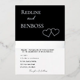 Elegant Black and white Wedding Invitation Silver Folieneinladung