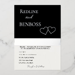 Elegant Black and white Wedding Invitation Silver Folieneinladung