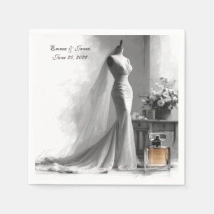 Elegant Black and White Wedding Napkins Serviette
