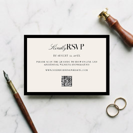 Elegant Black and White Wedding RSVP Karte