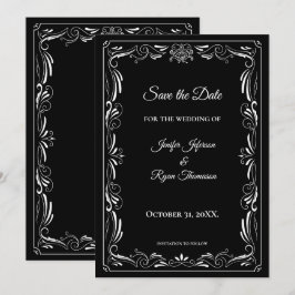 Elegant black and white wedding save the date ankündigung