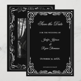 Elegant black and white wedding save the date ankündigung