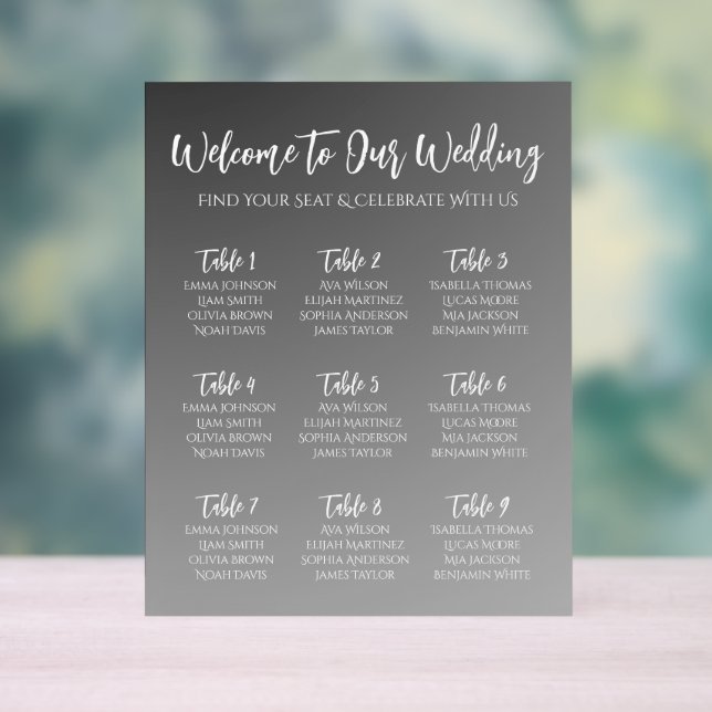 Elegant Black And White Wedding Seating Chart (Neutre)