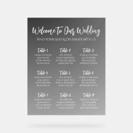Elegant Black And White Wedding Seating Chart Acrylschild