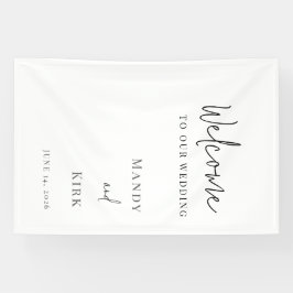 elegant black and white wedding welcome sign  banner