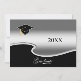 Elegant Black and White with Photo Graduation Ankündigung