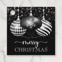 Elegant Black and Whtie Baubles Frohe Weihnachten Geschenkanhänger