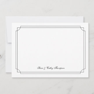 Elegant  Black Border on White Custom Notecard Karte