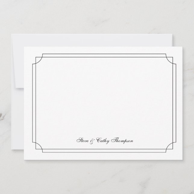 Elegant  Black Border on White Custom Notecard Karte (Vorderseite)
