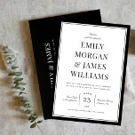 Elegant Black Border Vintage Typography Wedding Einladung<br><div class="desc">This classic wedding invitation design features crisp white background with black border paired with vintage inspired typography. The look is elegant,  chic,  and timeless. Together these elements create an elegant wedding invitation design that would be perfect for any style of wedding. See the collection for coordinating items.</div>