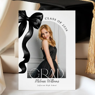Elegant Black Bow 2026 Graduation Announcement Ankündigung