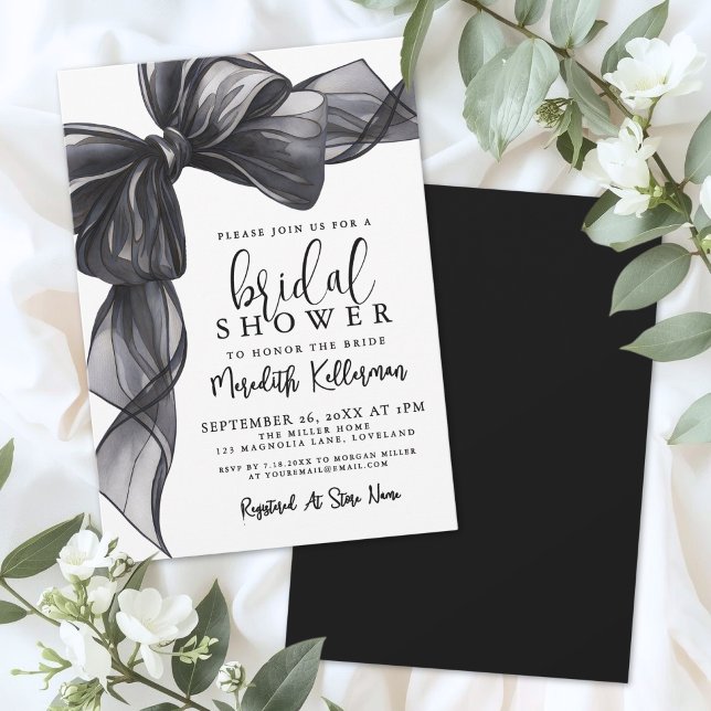 Elegant Black Bow Bridal Shower Einladung (Elegant Black Bow Bridal Shower Invitation)