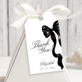 Elegant Black Bow Sweet 16 Gefälligkeitstags Geschenkanhänger