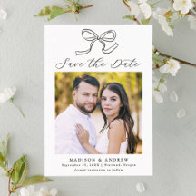 Elegant Black Bow Wedding Save the Date