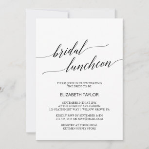 Elegant Black Calligraphy Bridal Luncheon Einladung