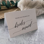 Elegant Black Calligraphy Bridesmaid Dankeskarte<br><div class="desc">This elegant black calligraphy bridesmaid thank you card is perfect for a simple wedding. The neutral design features a minimalist card decorated with romantic and whimsical typography.</div>