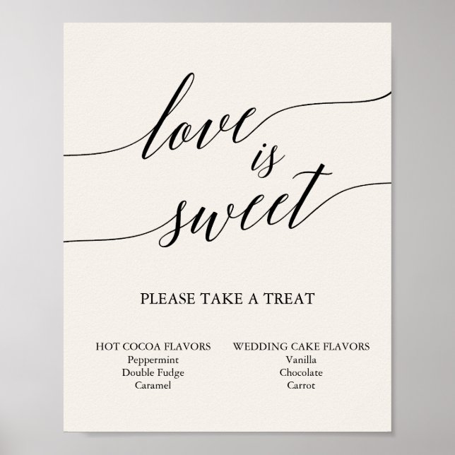 Elegant Black Calligraphy Cream Love is Sweet Sign Poster (Vorne)