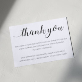 Elegant Black Calligraphy Funeral Vielen Dank Dankeskarte