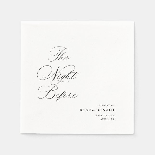 Elegant black calligraphy the night before serviette (Vorderseite)