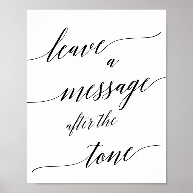 Elegant Black Calligraphy Verlasse ein Meldungszei Poster (Vorne)