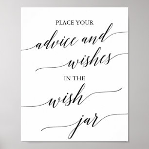 Elegant Black Calligraphy Wish Jar Sign Poster