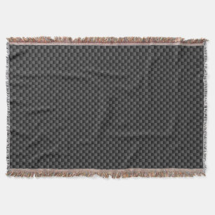 Elegant Black Carbon Fiber Style Print Background Decke