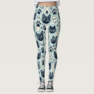 Elegant Black Cat Chic Leggings