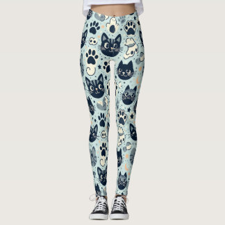 Elegant Black Cat Chic Leggings
