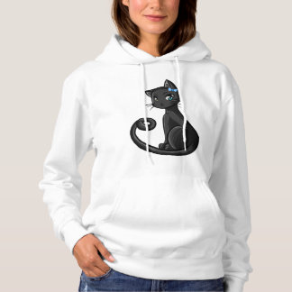 Elegant Black Cat Hoodie – Mystic & Cute Style