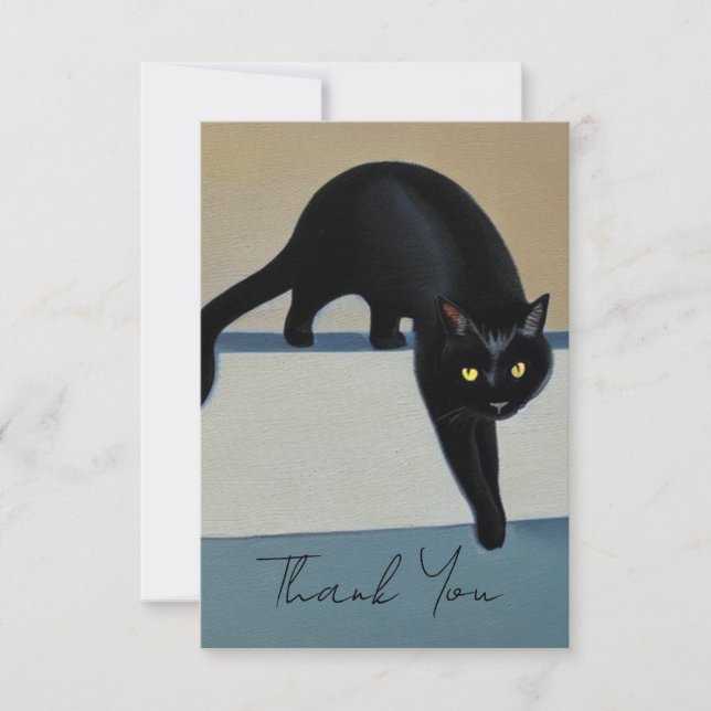 Elegant Black Cat Vielen Dank Dankeskarte (Vorderseite)