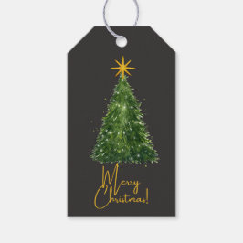 Elegant Black Christmas Tree Gift Tag Geschenkanhänger