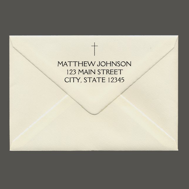 Elegant Black Cross Name Address Gummistempel (Elegant Black Cross Name Address Rubber Stamp)