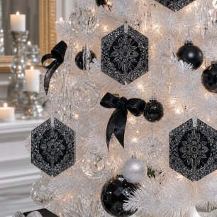 Elegant Black Crystal Christmas Hexagon Ornament Aus Glas