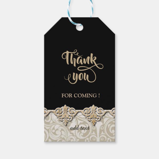 Elegant Black Damask Vielen Dank Geschenkanhänger (Vorderseite)