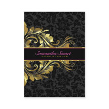 Elegant Black Damasks Gold Floral Lace