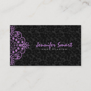 Elegant Black Damasks Lila Vintage Spitze Visitenkarte