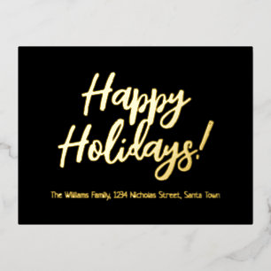 Elégant Black et Gold Foil Joyeux vacances