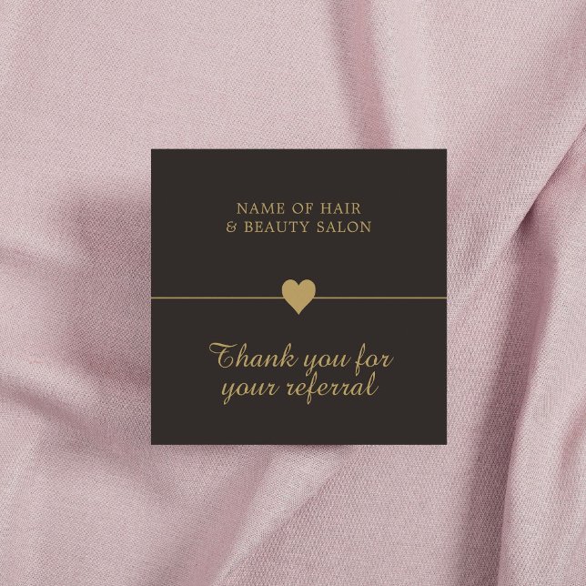 Elégant Black Faux Gold Beauty Salon Carte de réfé (Créateur téléchargé)