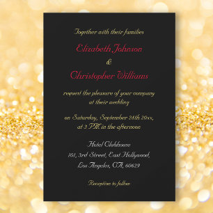 Elégant Black Faux Gold Custom Wedding Invitation