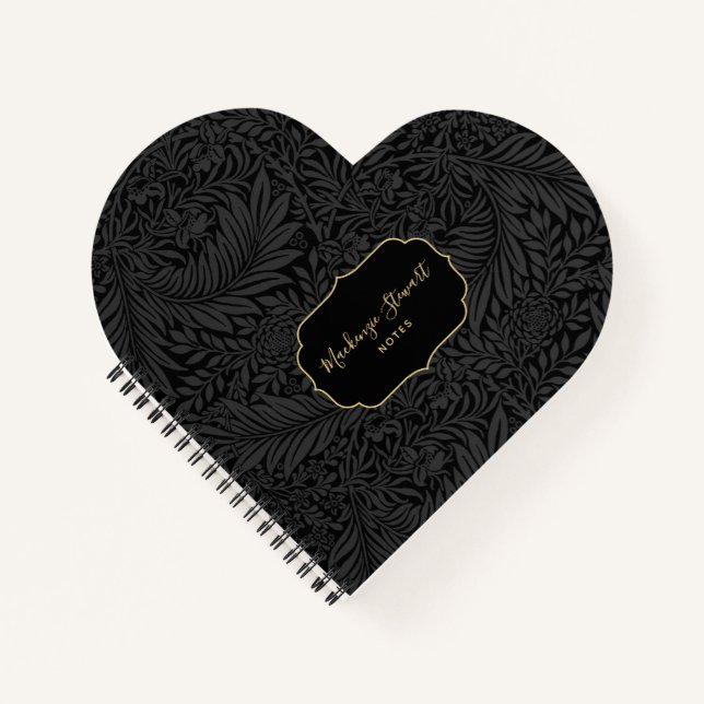 Elegant Black Floral Pattern Sketchbook Notizbuch (Vorderseite)