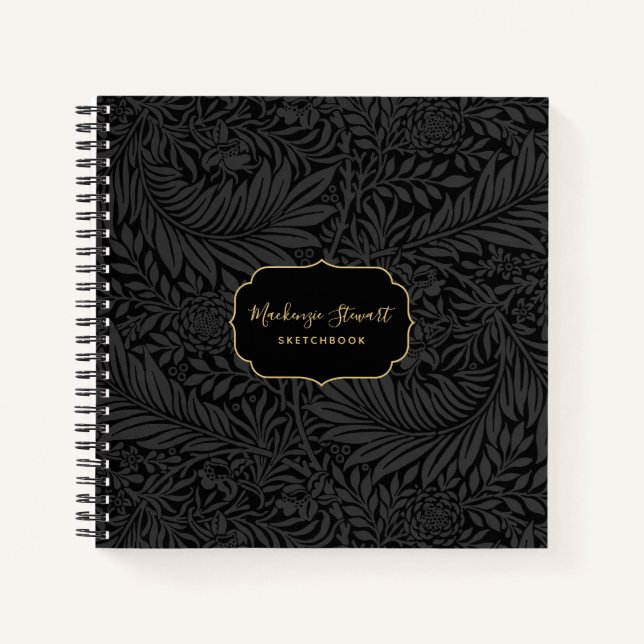 Elegant Black Floral Pattern Sketchbook Notizbuch (Vorderseite)