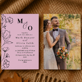 Elegant black Floral Wedding Invitation