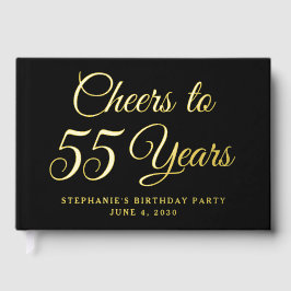 Elegant Black Foil Cheers to 55 Years Gästebuch