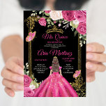Elegant Black Fuchsia Pink Floral Mis Quince Einladung<br><div class="desc">Elegant Black Fuchsia Pink Floral Mis Quince Einladung Mis Quince 15 Anos,  16. Geburtstag, </div>