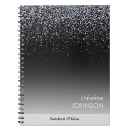 Elegant Black Glitter Editable Notizblock