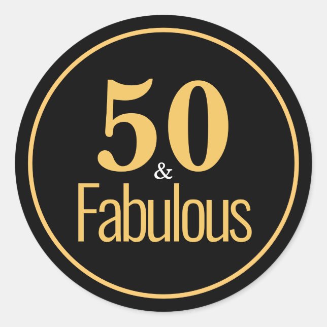 Elégant Black Gold 50 & Fabuleux Sticker d'anniver (Devant)